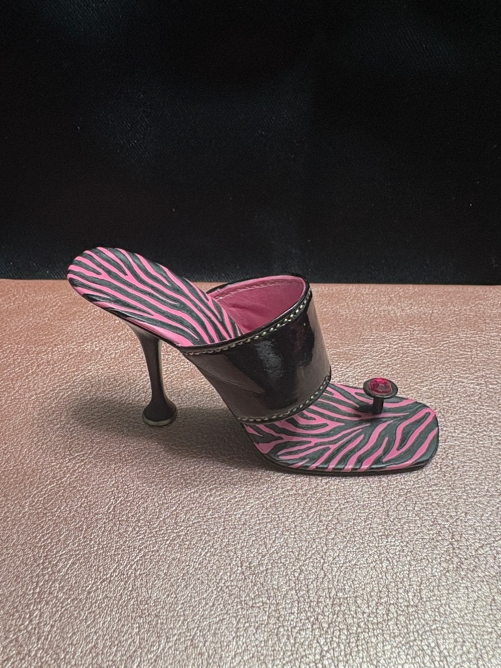 Just The Right Shoe Black and Pink Zebra Heels